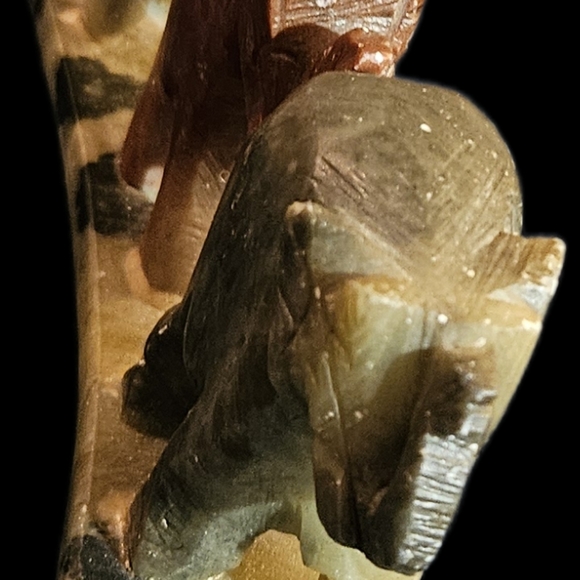 Hand-Carved Soapstone Elephant Family Set Vtg Trunks Up Good Luck Paperweight - Picture 3 of 9